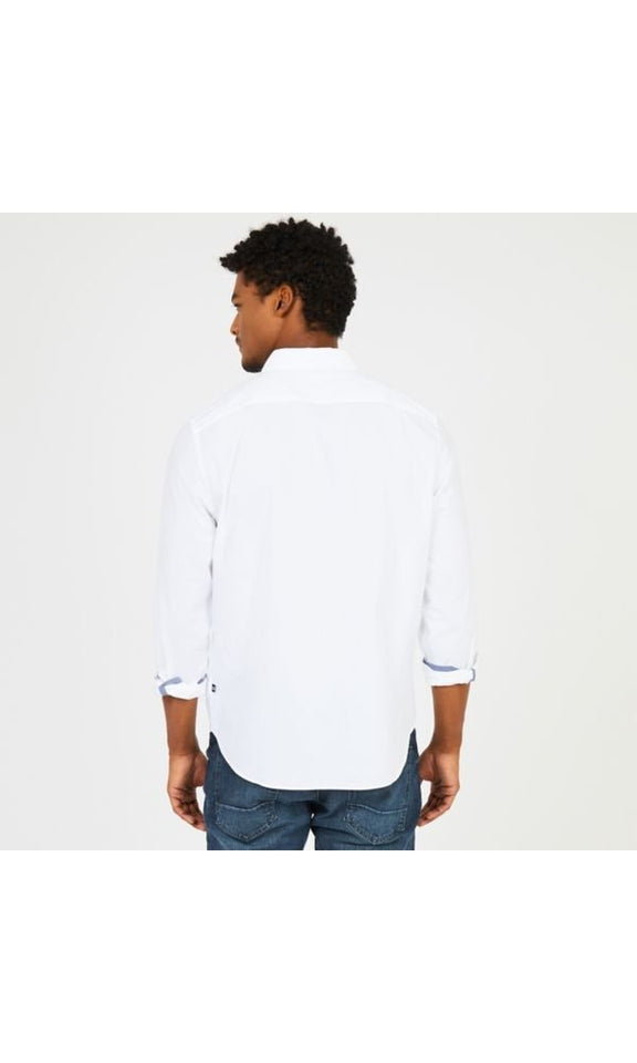 Nautica - Camisa de Manga Larga para Hombre, Ajuste clásico, elástica, Manga Larga