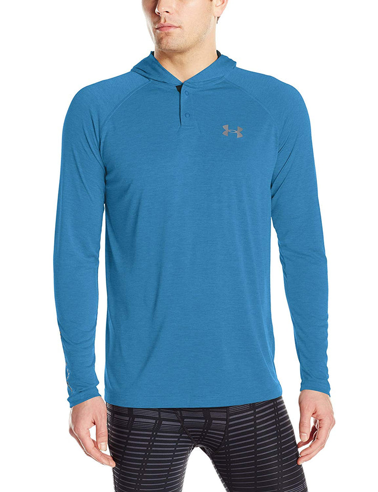 Under Armour Men 's Tech Popover Sudadera con Capucha para Hombre, Azul Bayou/Grafito, Large
