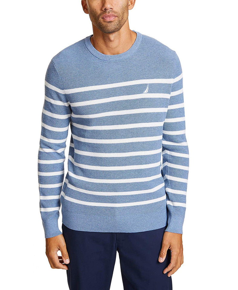Nautica suéter de Manga Larga con Cuello Redondo a Rayas para Hombre