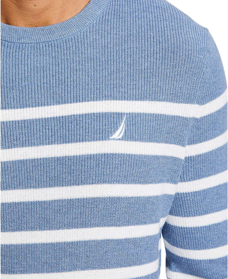Nautica suéter de Manga Larga con Cuello Redondo a Rayas para Hombre