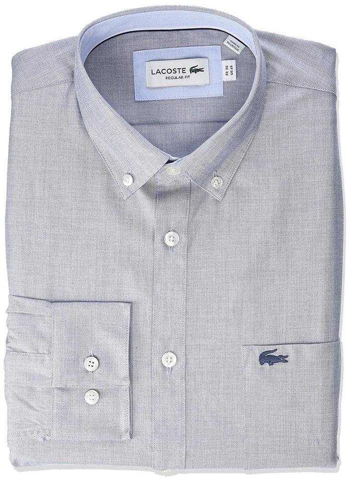 Lacoste Camisa Tejida para Hombre L/S con Cuello de botón, Corte Regular